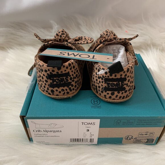 TOMS Cheetah Canvas Crib Alpargata Shoes in Toffee BABY SIZE 3 (12-18 MONTHS) - Picture 3 of 7